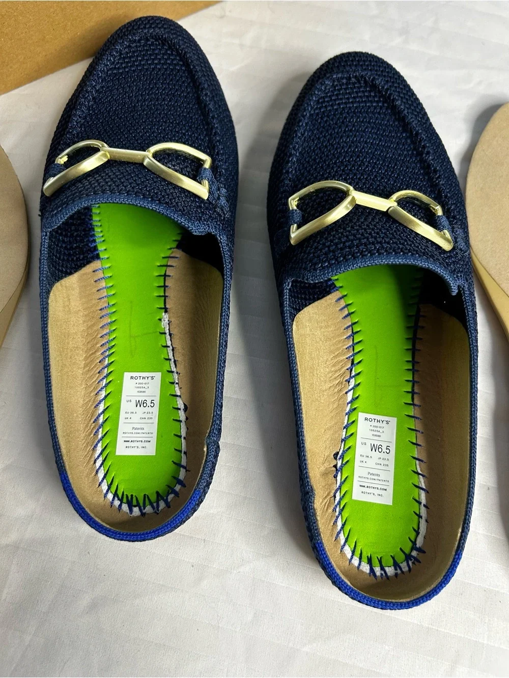 Rothy’s - The Double Bit Loafer Mule in Blue Raffia Knit in 6.5 - Picture 9 of 13